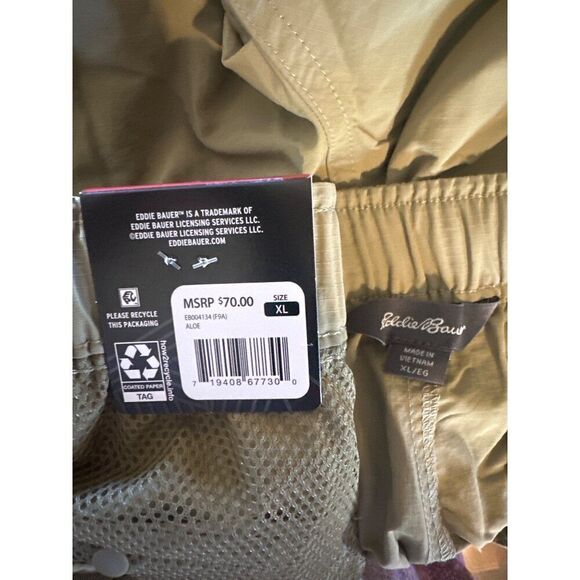 Eddie Bauer Ripstop Tech Shorts Mens Green Cargo Belted Hiking Outdoor Size XL - Picture 12 of 15